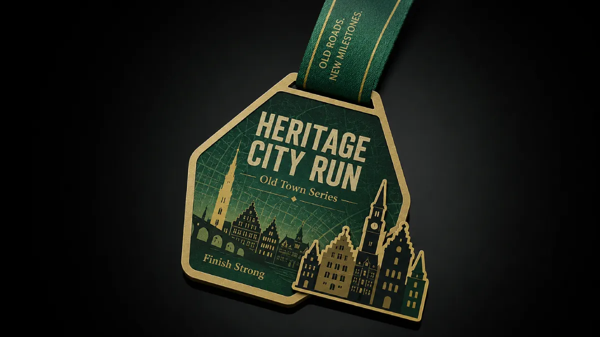 Medale city run z panoramą miasta