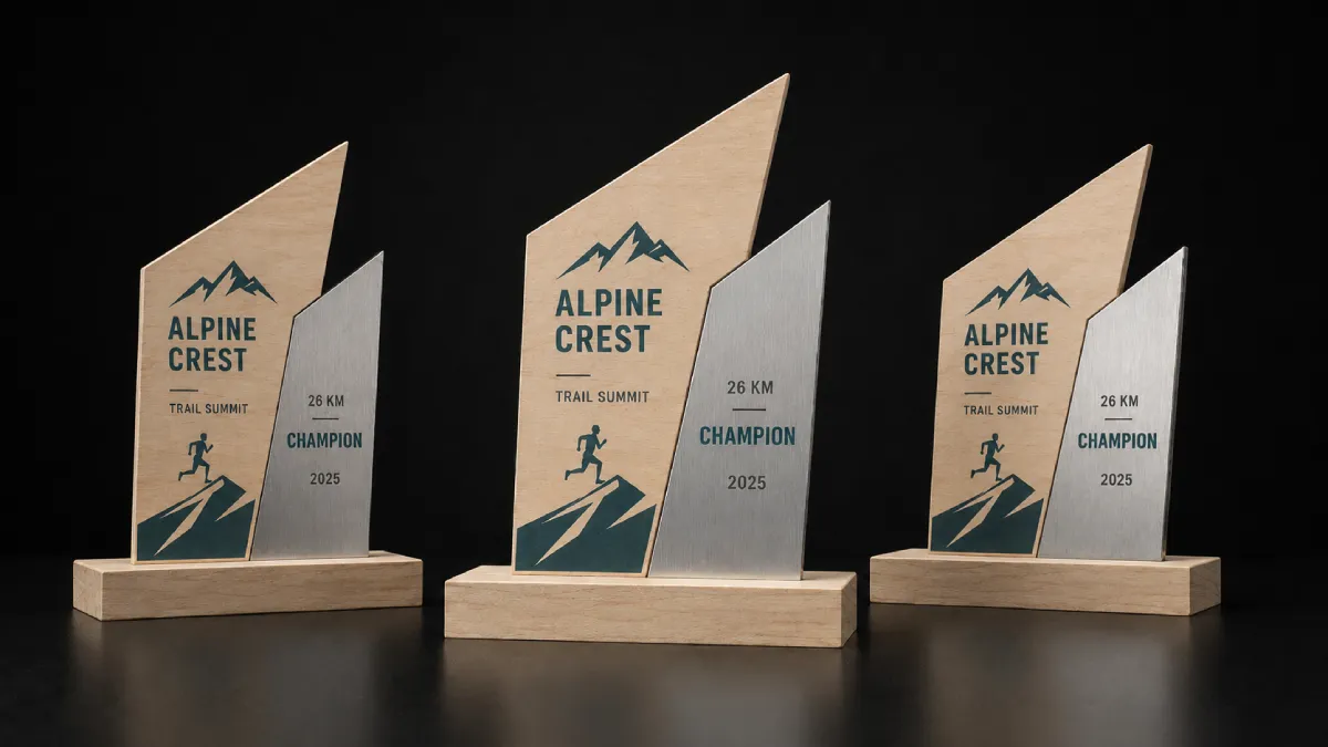 Statuetki trailowe z drewnem i metalem